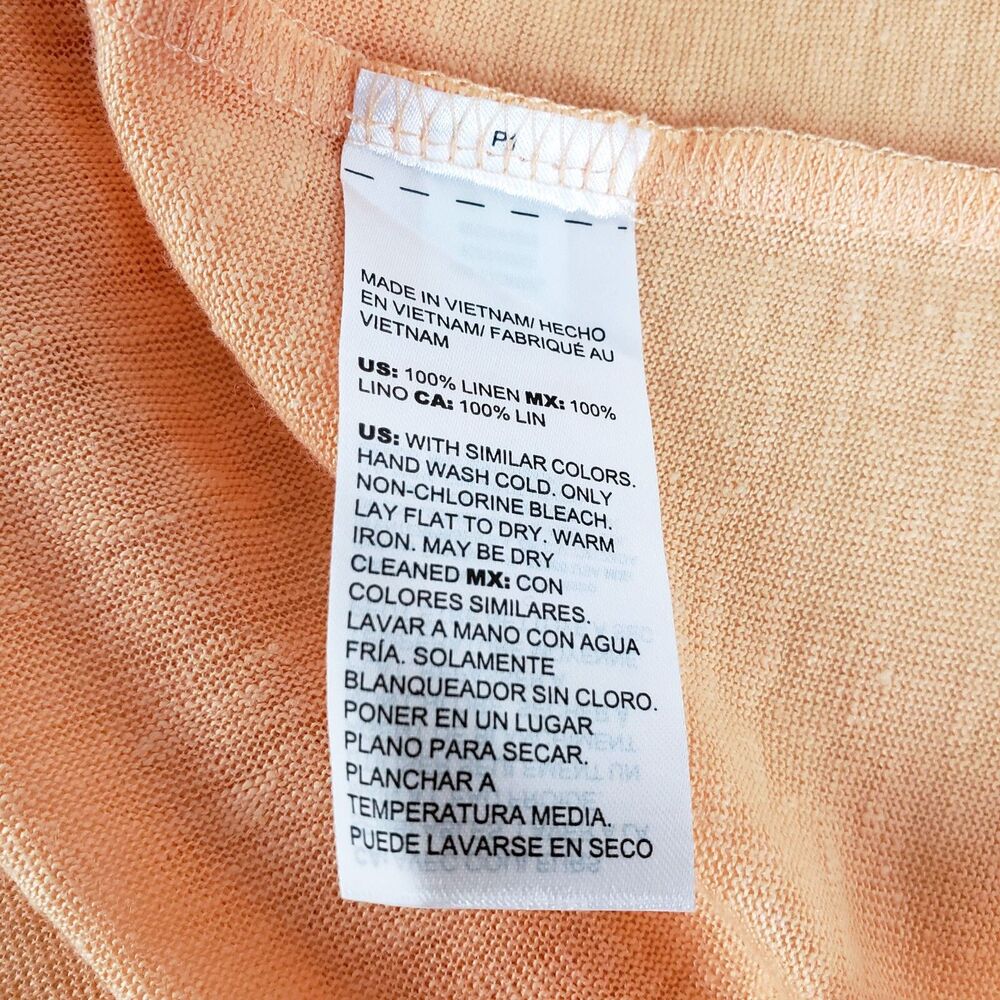 Chico's Linen Top Womens XXL Pastel Orange Cuffed Collared Resort Casual Relaxed - Picture 6 of 6